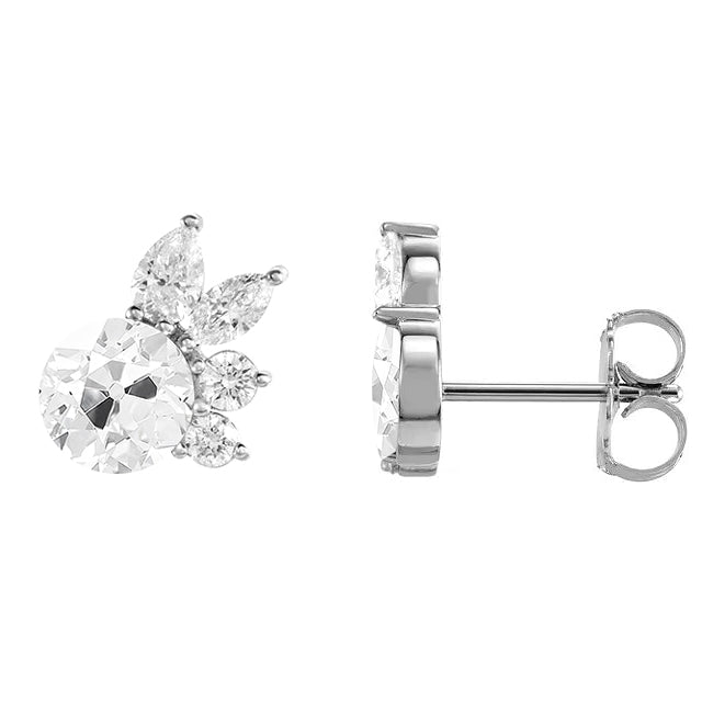 Erdgewonnener Diamant Ohrstecker 1,50 Karat 14K Weißgold – Frontansicht