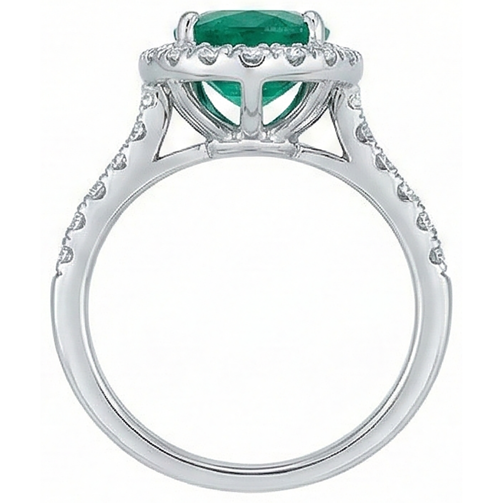 Frauen Grün Smaragd Aus der Erde Abgebauter Natürlicher Diamant Ring Weißgold 14K 5 Karat Edelsteinschmuck