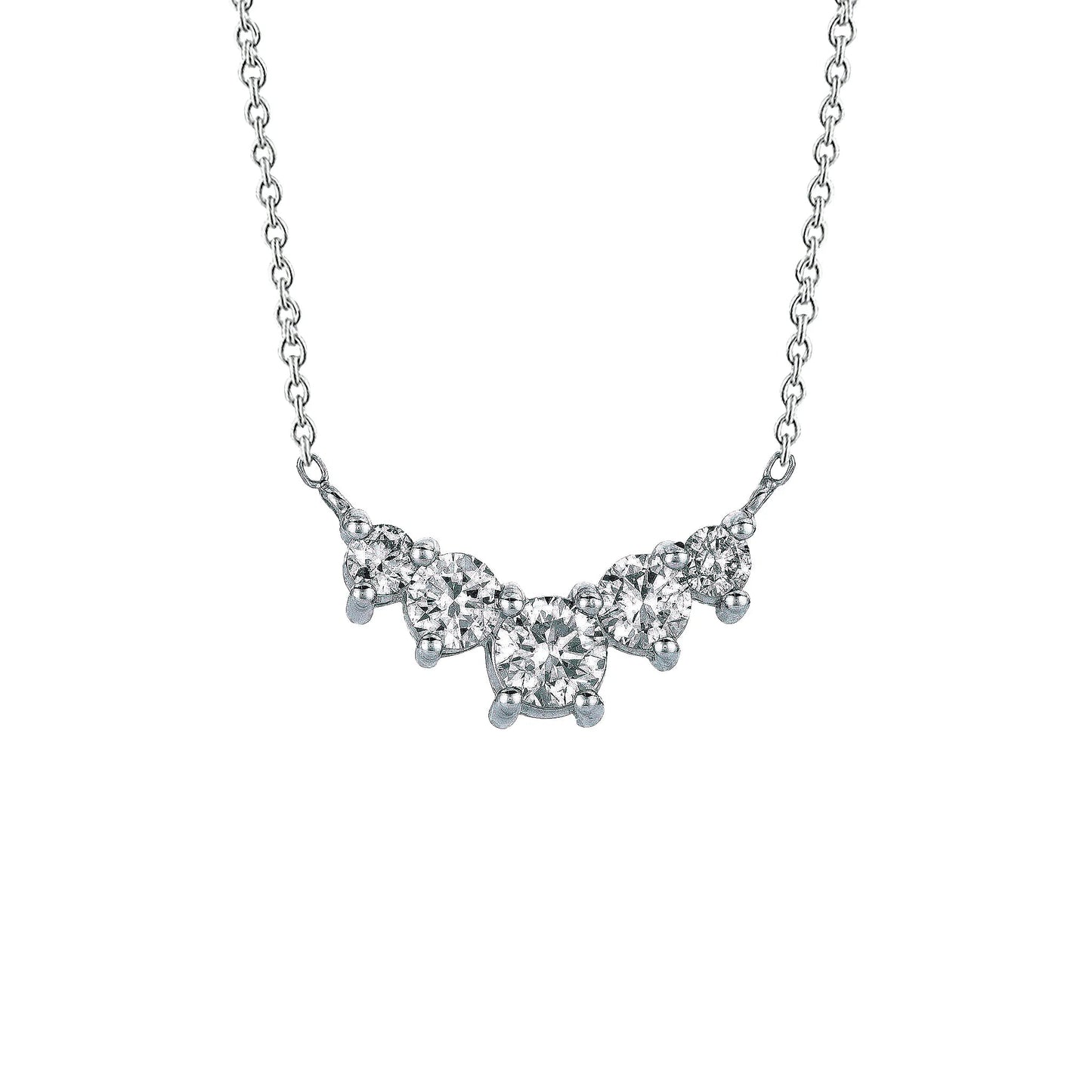 Fünf-Stein-Echt-Diamant-Halskette Anhänger 1,55 Karat 14K Weißgold