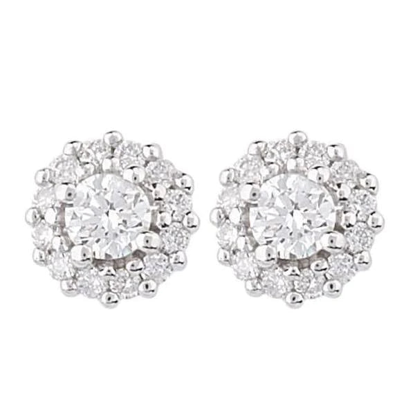 Funkelnd Halo Runden Echt Diamant Damen Ohrstecker 4.10 ct Weißgold 14K