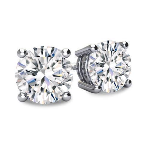 Funkelnder 2 Karat runder Diamant-Ohrstecker Weißgold 14K - harrychadent.de