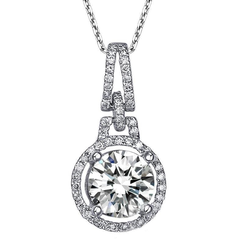 Funkelnde 2.75 Karat Echt Aus der Erde Abgebauter Natürlicher Diamanten Anhänger Halskette Weißgold