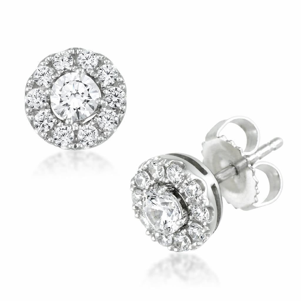 Funkelnde Brillantschliff Echt 2,40 ct Aus der Erde Abgebauter Natürlicher Diamanten Damen Ohrstecker Halo