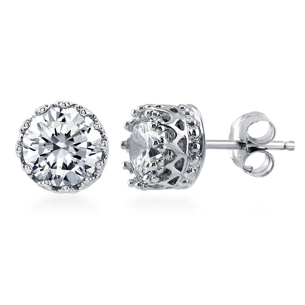 Funkelnde Echt Aus der Erde Abgebauter Natürlicher Diamant Ohrstecker mit Rundschliff 2 Karat Weißgold 14K