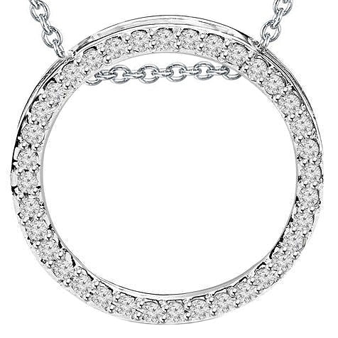 Funkelnde Rundschliff-Echt Aus der Erde Abgebauter Natürlicher Diamant-Kreis-Anhänger-Halskette 2.50 Karat WG 14K