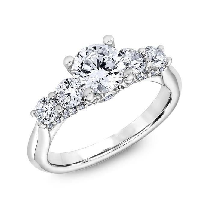 Funkelnde fünf Steine 4 Karat Echt Diamant-Verlobungsring Weißgold 14K