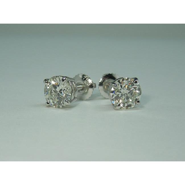 Funkelnde runde Ohrstecker mit echten Aus der Erde Abgebauter Natürlicher Diamanten, 3,00 Karat, 14 Karat Weißgold