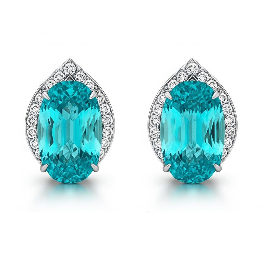 Funkelnde Paraiba-Ohrringe aus Weißgold 2,70 ct