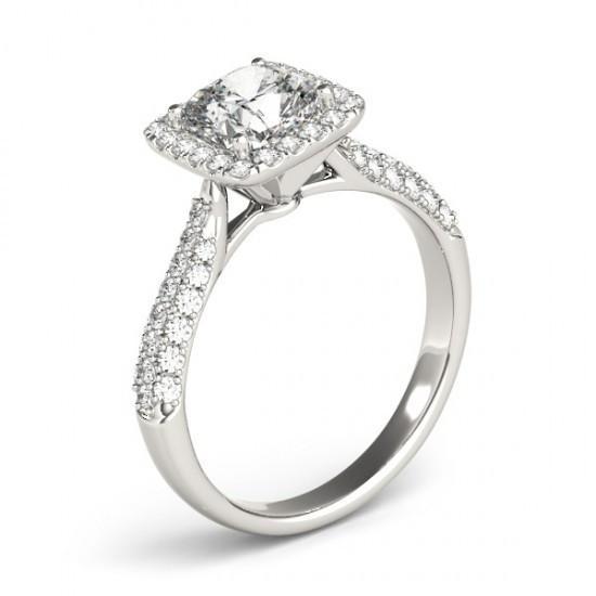 Funkelnder 2 Karat Kissen Echt Diamant-Verlobungsring aus massivem Gold 14K