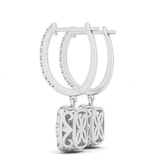 Funkelnder 2,50 Karat runder Echt Aus der Erde Abgebauter Natürlicher Diamant Halo Ohrhänger Weißgold 14K