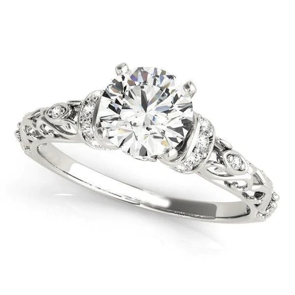 Funkelnder 3 Karat Echt Diamanten Antik-Aussehen Ring Neu Weißgold 14K