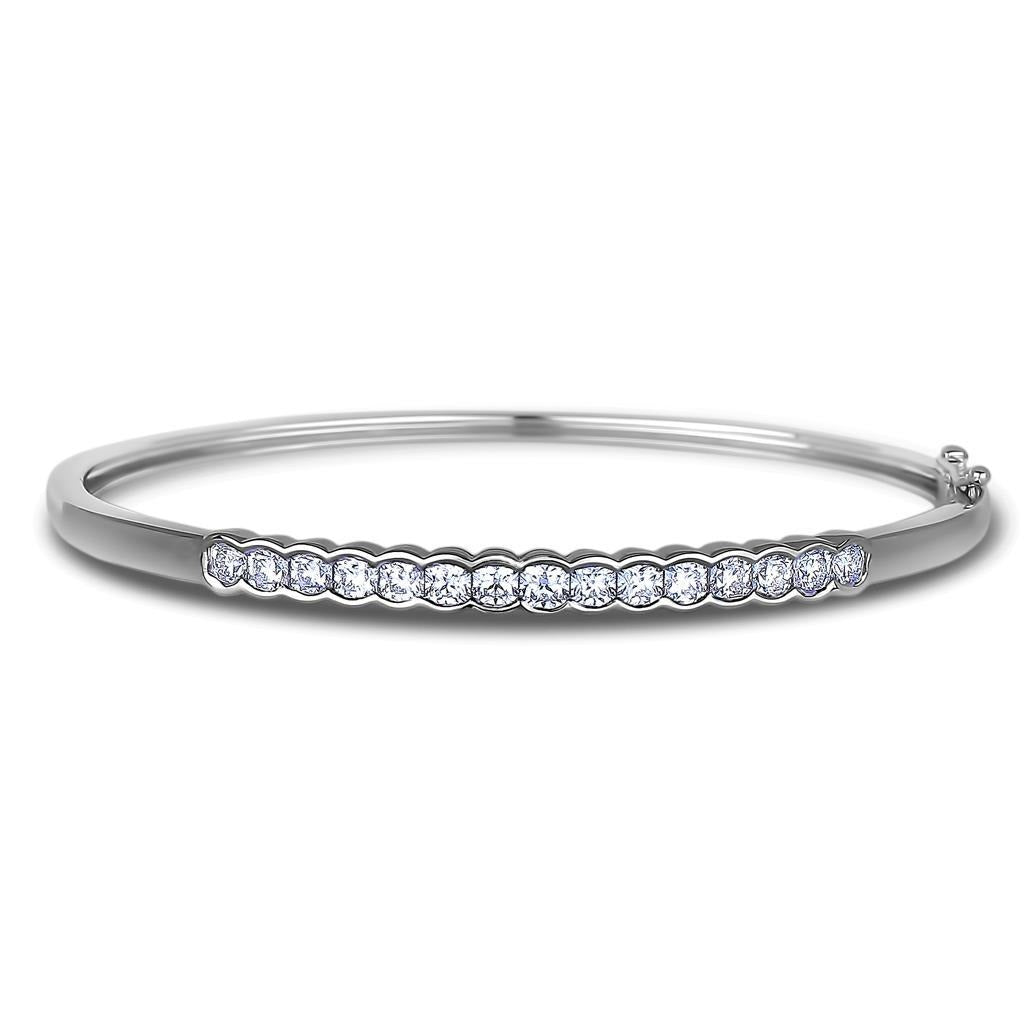 Funkelnder 3 Karat runder Echt Diamant Damenarmband Weißgold 14K