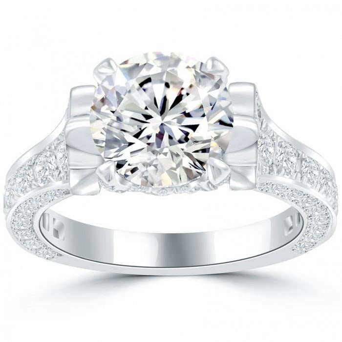Funkelnder Brillant-Echt Diamant-Verlobungsring 4,65 Karat Weißgold 14K