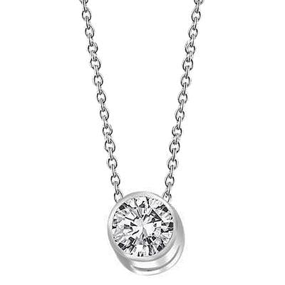 Funkelnder Echt Diamant-Halsketten-Anhänger im Rundschliff 1.0 Karat Weißgold 14K