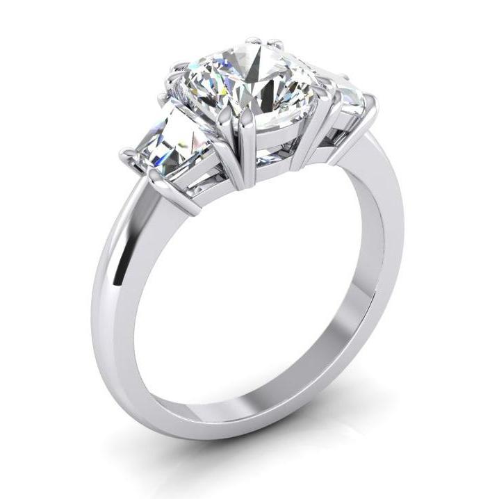 Funkelnder Drei-Stein 2,20 Karat Kissen Diamant Ehering - harrychadent.de