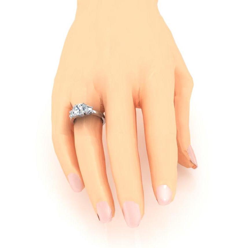 Funkelnder Drei-Stein 2,20 Karat Kissen Diamant Ehering - harrychadent.de