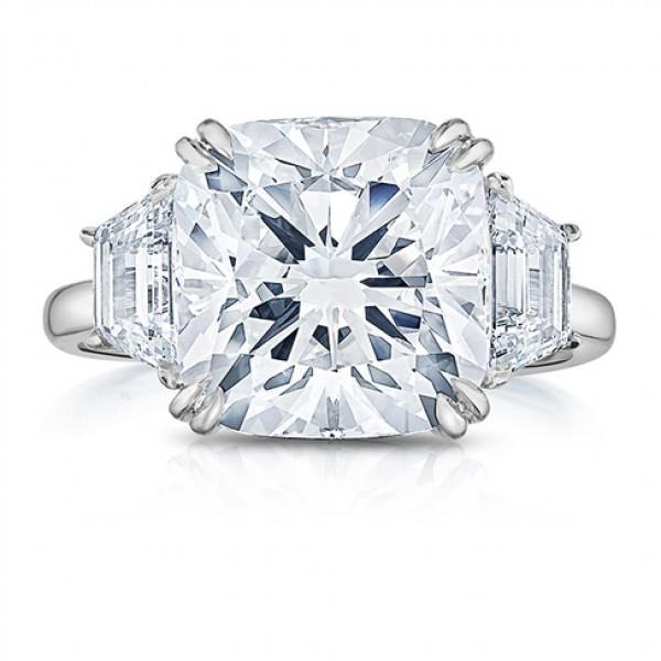 Funkelnder Drei-Stein 2,20 Karat Kissen Diamant Ehering - harrychadent.de
