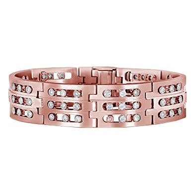 Funkelnder Natürliche Runder Diamant Herren Massiv Armband 6 Karat 14K Weißgold