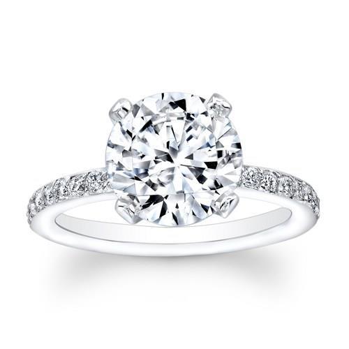 Funkelnder runder 3,80 Karat Echt Diamant-Solitärring mit Akzenten