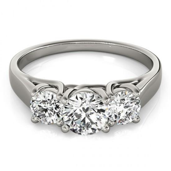 Funkelnder runder Brillant 1,65 Karat Etch Diamant 3 Stein Ring Gold 14K