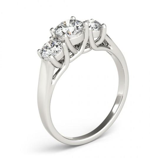 Funkelnder runder Brillant 1,65 Karat Etch Diamant 3 Stein Ring Gold 14K