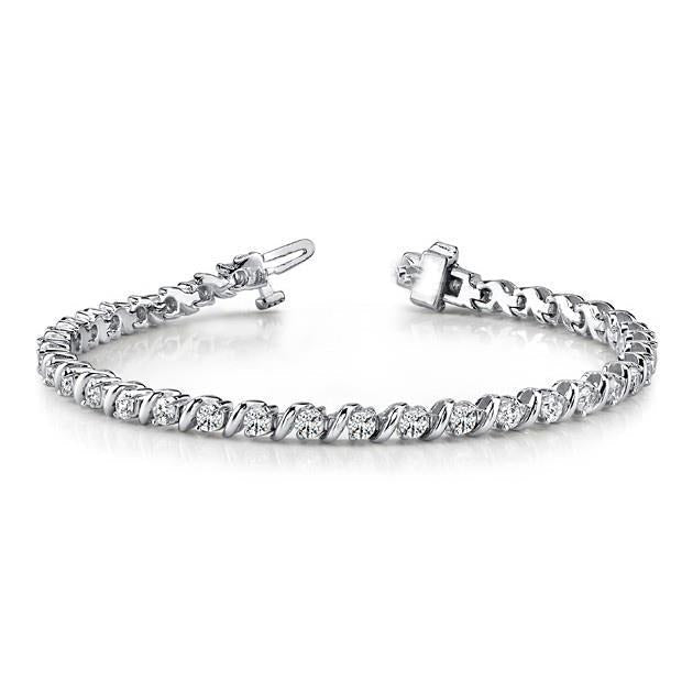 Funkelndes Damenarmband im Rundschliff Natürliche 4,20 Karat Diamanten 14K