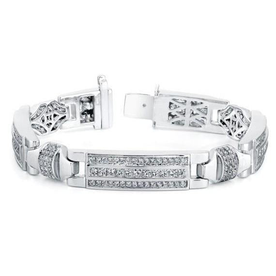 Funkelndes Rund Schliff Echt 12 Karat Diamanten Herren Armband