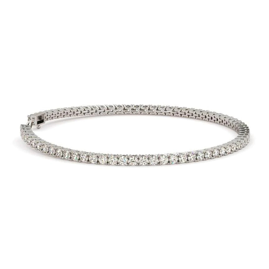 Funkelndes Rundschliff 7,50 Karat Echt Diamanten Tennisarmband Gold Weiß
