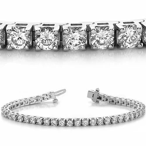 Funkelndes Tennisarmband mit Rundschliff Echt Aus der Erde Abgebauter Natürlicher Diamant 6.90 Karat Weißgold 14K