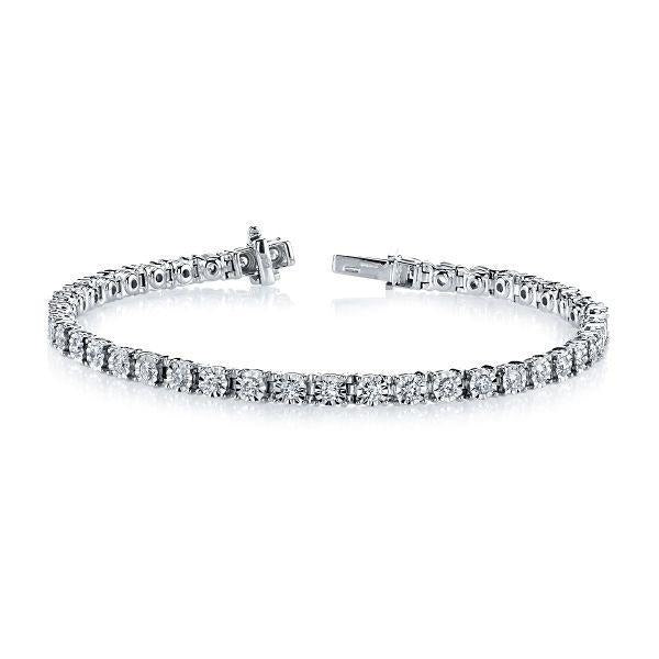 Funkelndes Tennisarmband mit runden Echt Aus der Erde Abgebauter Natürlicher Diamanten von 5,85 Karat Weißgold 14K