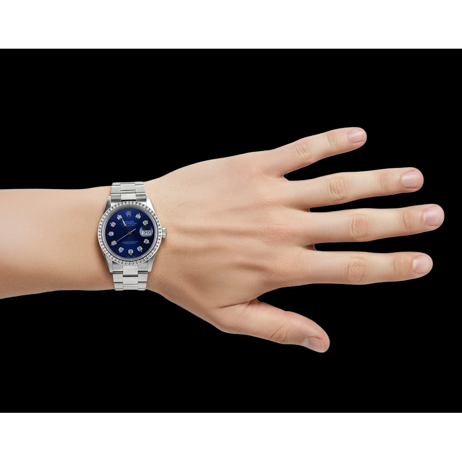 Funkelndes blaues Diamant-Zifferblatt mit Lünette Datejust Rolex Herrenuhr Edelstahl SCHNELLES EINSTELLEN