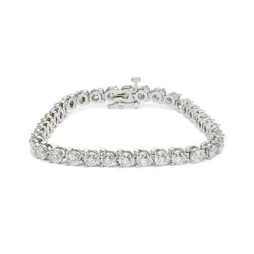 Funkelndes rundes Echt Aus der Erde Abgebauter Natürlicher Diamant-Tennisarmband 5.40 Karat WG 14K