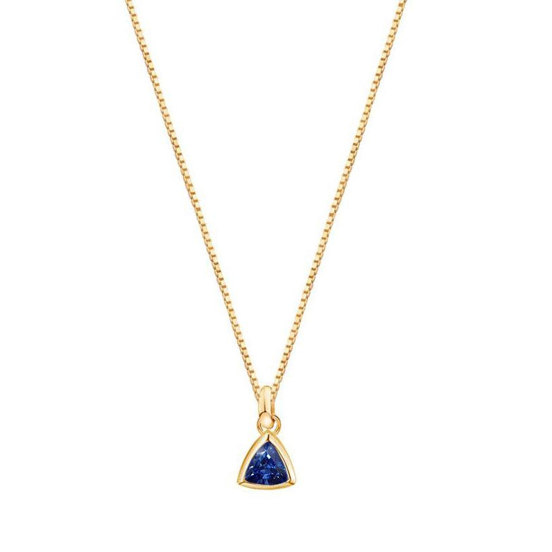 Gelb Gold Solitaire Trillion Saphir Anhänger Lünette Set