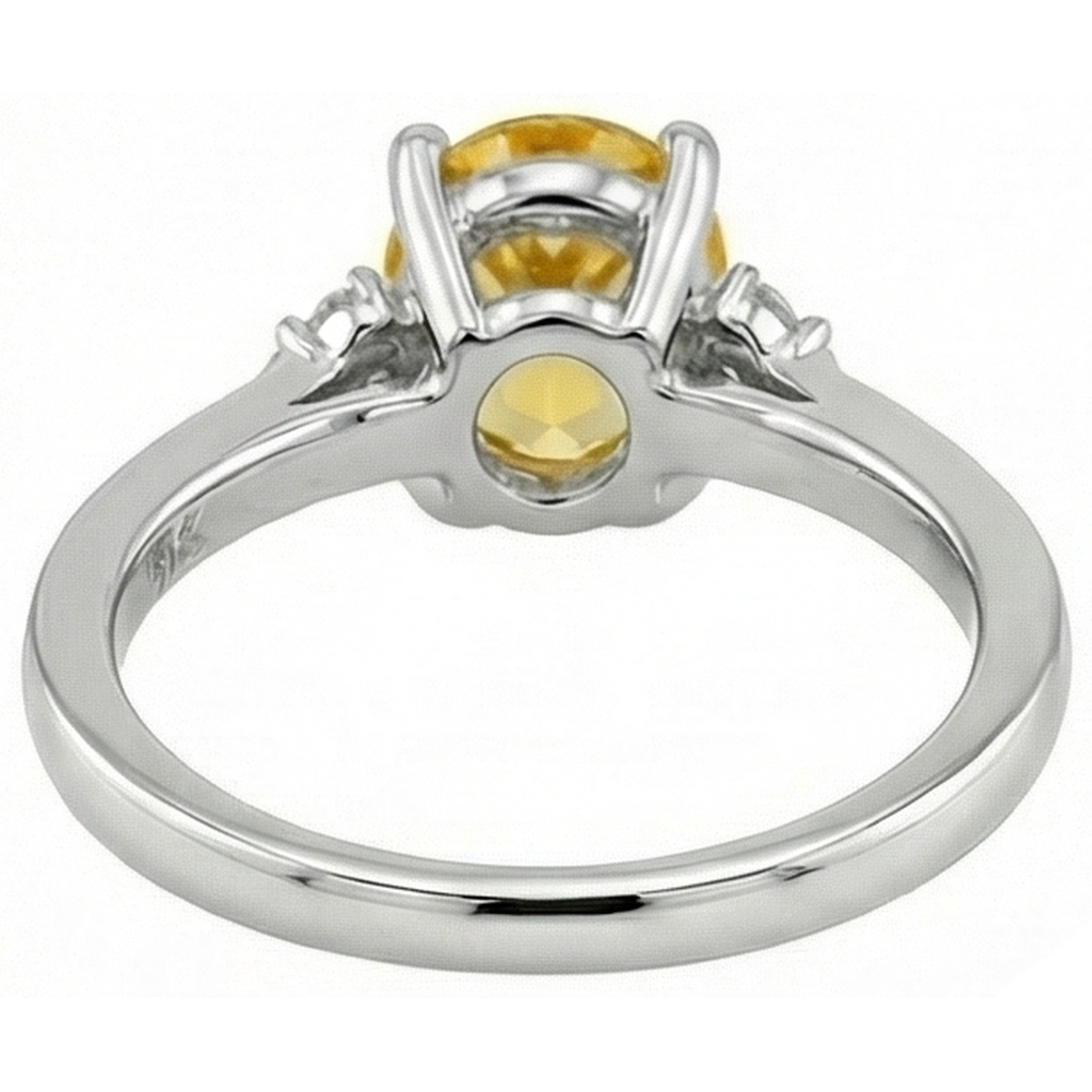 Gelber Saphir und Aus der Erde Abgebauter Natürlicher Diamanten 3,50 ct Ehering Weißgold 14K
