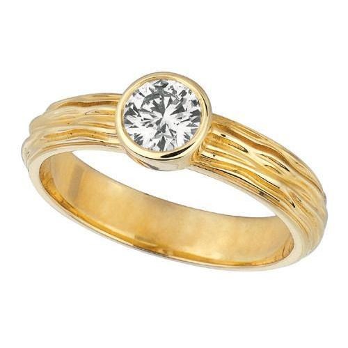 Gelbgold 14K runder Solitärring mit 1,01 Karat Echt Aus der Erde Abgebauter Natürlicher Diamanten
