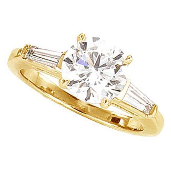 Gelbgold 2,10 Karat Echt Diamant-Verlobungsring mit drei Steinen Neu