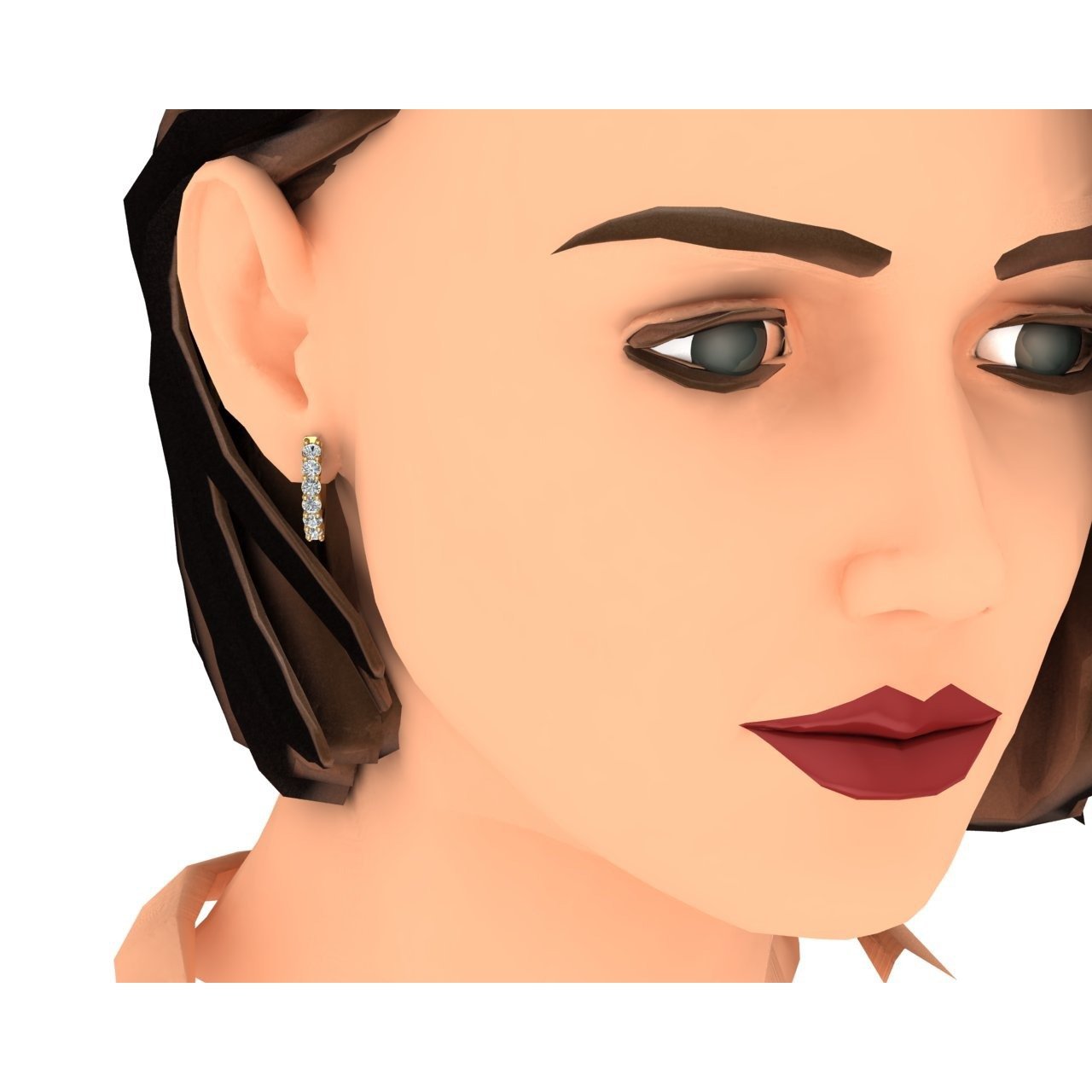 Gelbgold Creolen Runde Echt Diamanten Prong 1.90 Cm 2,10 Karat