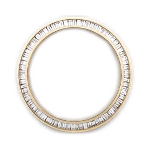 Gelbgold 14K Kanalgefasste Baguette-Diamantlünette für Rolex Datejust Uhr 2,75 Karat 36 mm