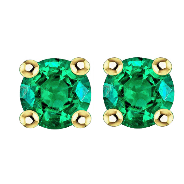 Echter Kolumbianischer Smaragd Gemstone Earring 4 Karat 14 Karat Zweifarbig Gold – Hauptansicht