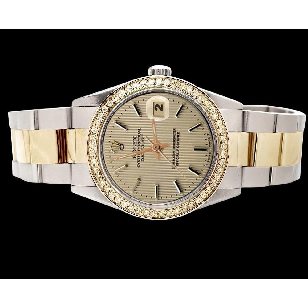 Gobelin-Zifferblatt mit Datumsanzeige, nur Rolex-Uhr aus Edelstahl und goldenem Oyster-Armband, QUICK SET