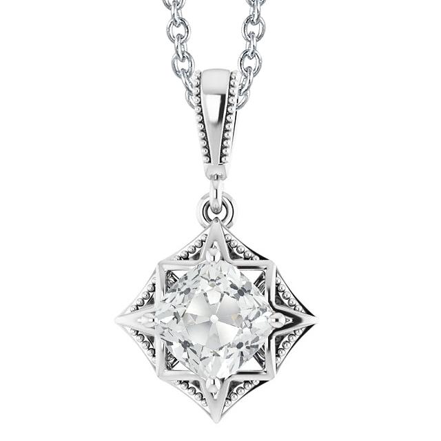 Gold 14K Kissen alter Bergmann Natürliche Diamant Anhänger Sternstil 3.50 Karat