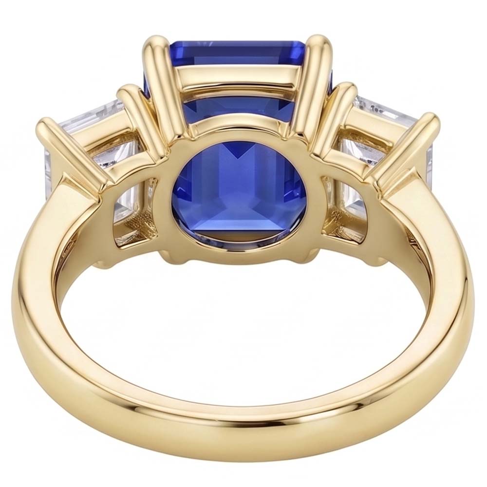 Gold 3 Steine Blauer Saphir Smaragd Natürlicher Diamant ( nicht im Labor gezüchtet ) Ring 3,50 Karat