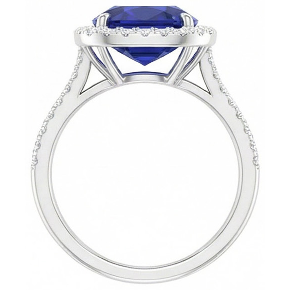 Gold 7 Karat Halo-Saphir-Verlobungsring