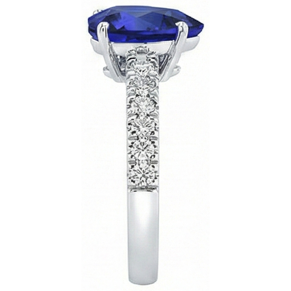 Gold Natürlicher Diamant ( nicht im Labor gezüchtet ) Ring Herzförmiger blauer Saphir Edelstein 5 Karat