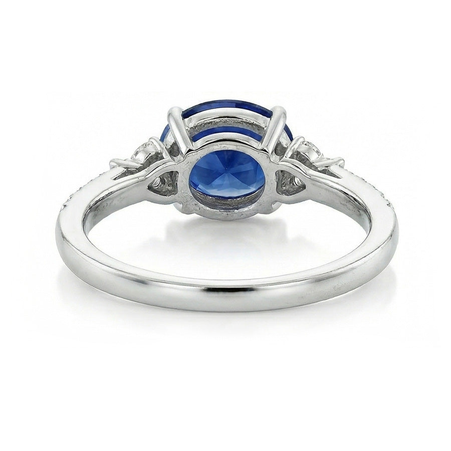 Gold Aus der Erde Abgebauter Natürlicher Diamant & Ovaler Saphir Edelstein Ring 4 Karat Damenschmuck