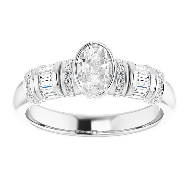 Gold Baguette & Oval alter Bergmann Echt Diamant Ring Lünette Set 6.25 Karat