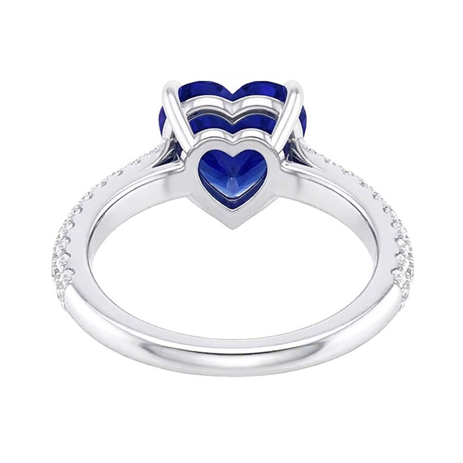 Gold Blauer Saphir Edelstein Ring 4 Karat Mehrreihig Pave Set Natürlicher Diamant ( nicht im Labor gezüchtet )en