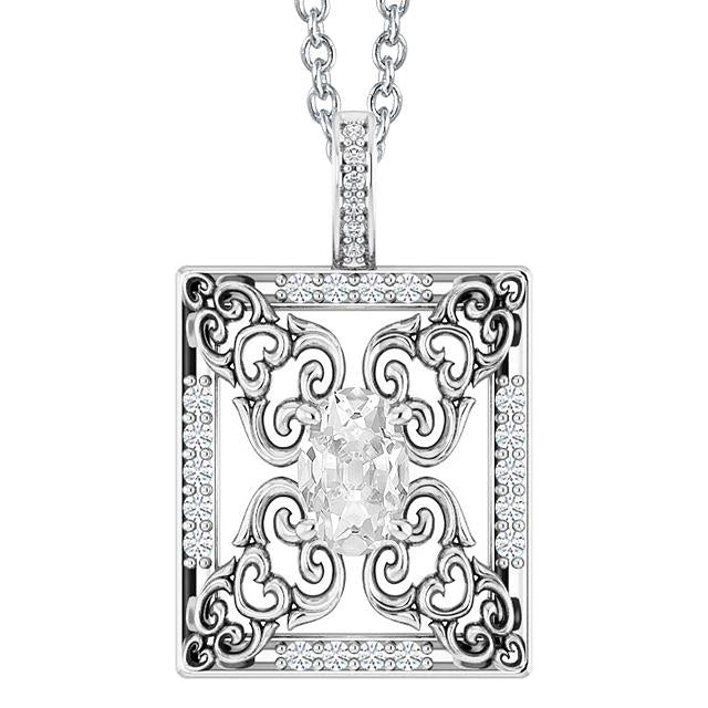 Gold Echt Diamant Anhänger rund & Oval Old Mine Cut 3.50 Karat Krappenset