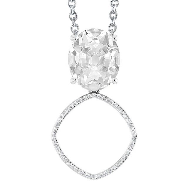 Gold Echt Aus der Erde Abgebauter Natürlicher Diamant Anhänger rund & Oval Old Mine Cut 5 Karat Krappenset