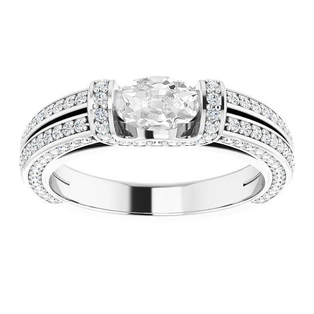 Gold Ehering Oval Old Mine Cut Echt Diamant Bar Set 6.20 Karat